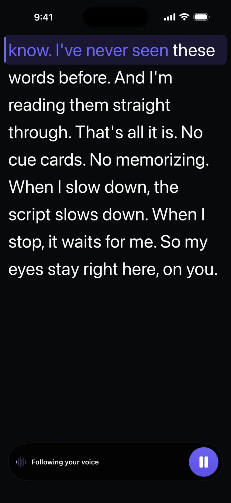 A moment later: a few words on the reading line are coloured as said.